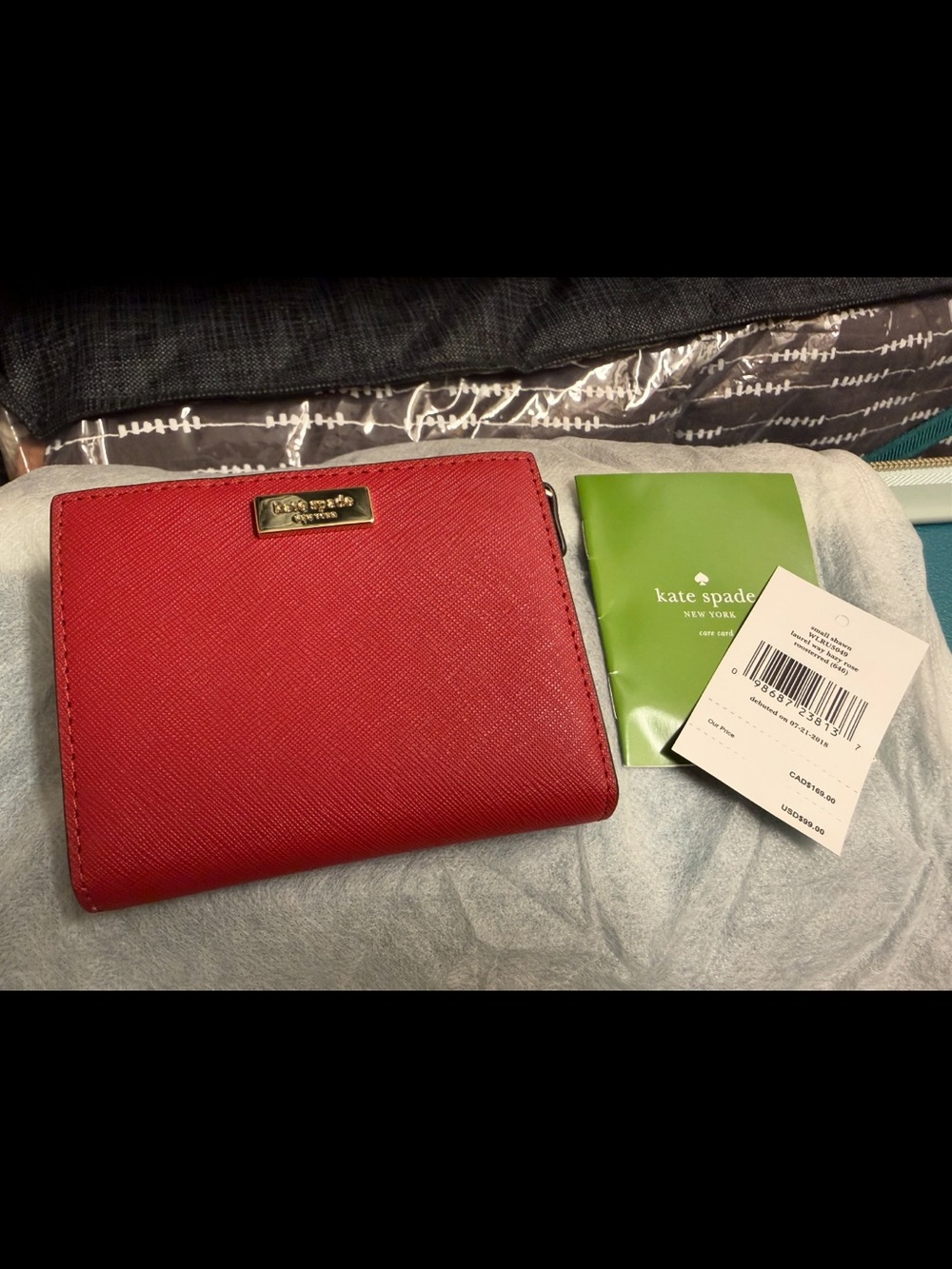 Kate Spade Small Shawn Laurel Way Wallet Hazy Rose Rooster Red NWT